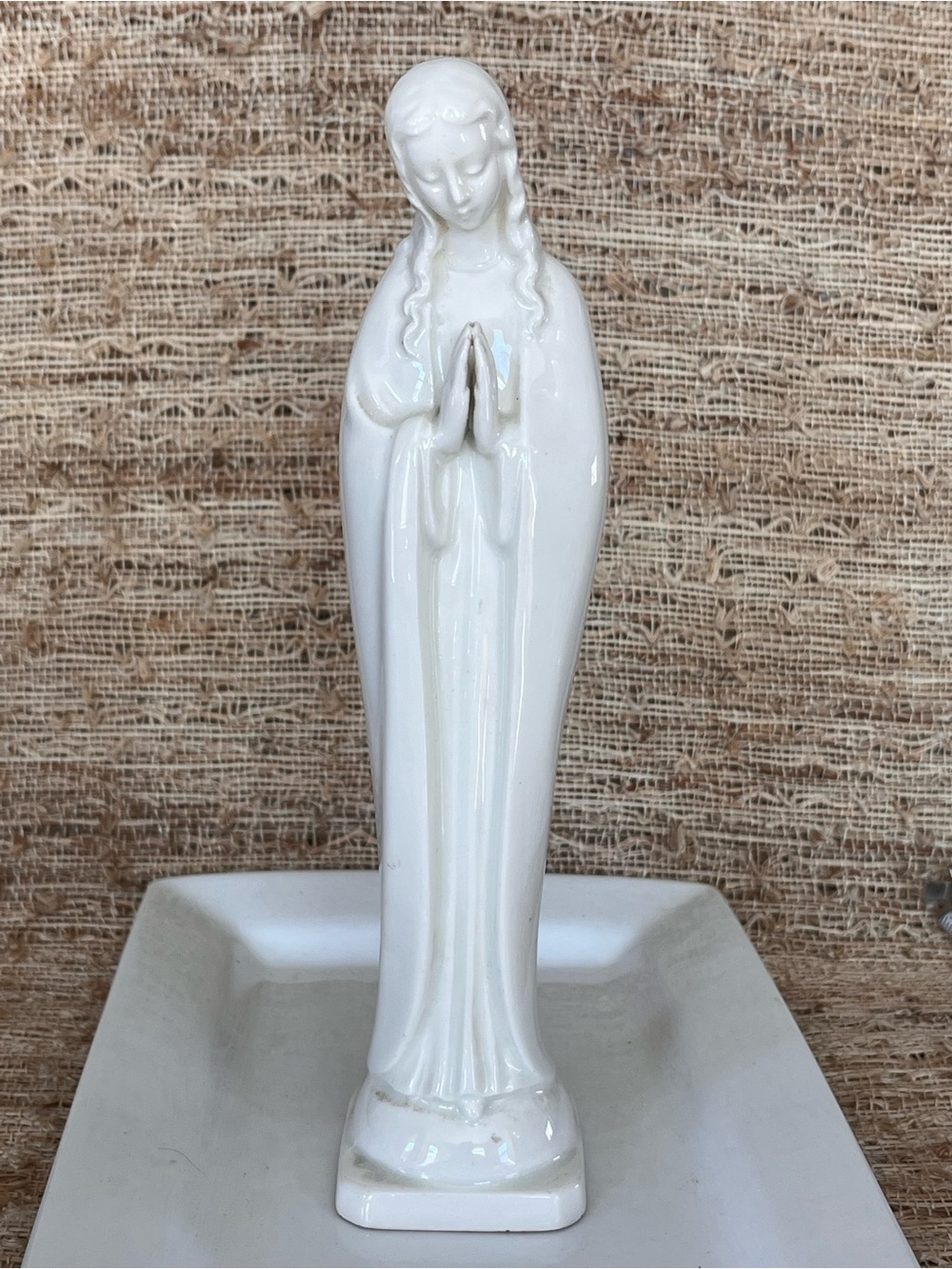 Vintage Hummel Goebel White Ceramic Praying Madonna Statue - Home Art